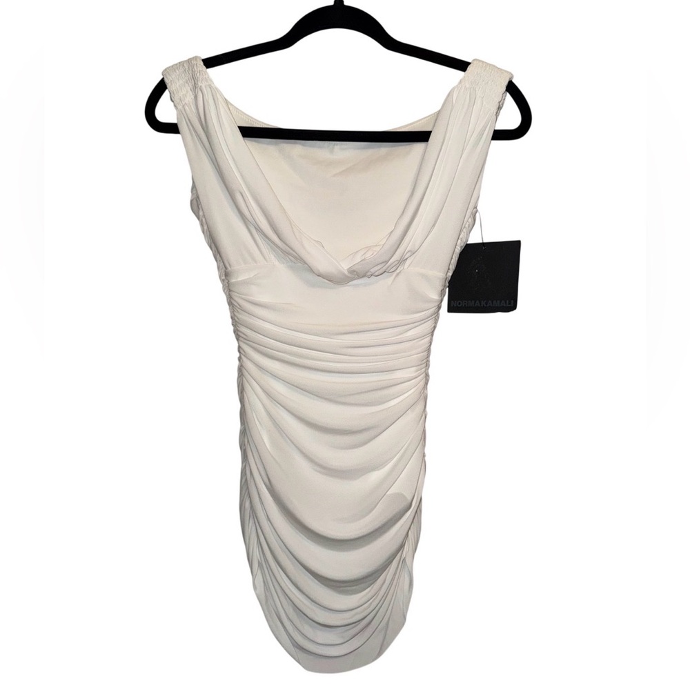NEW Norma Kamali White Tara Mio Shirred One Piece Swimsuit $375